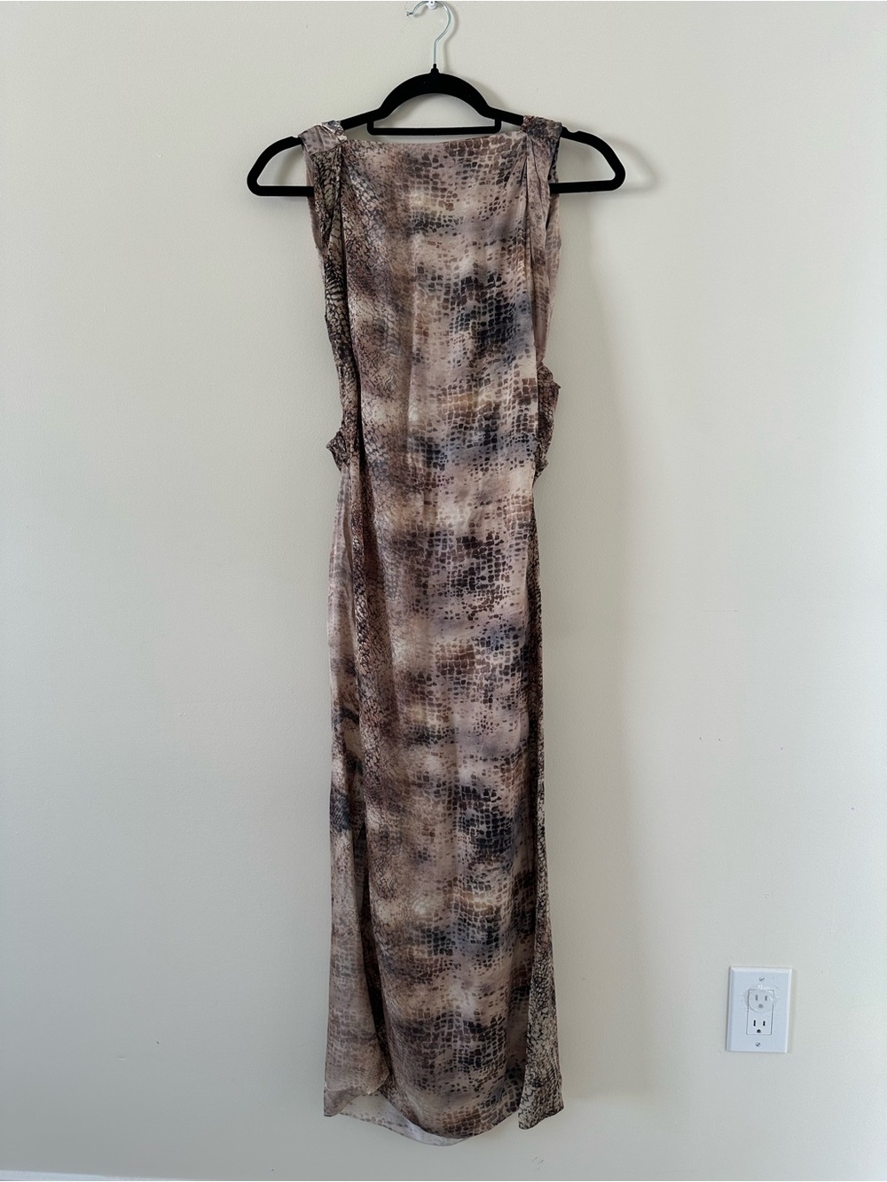 Zara Brown and Cream Snake-Print Maxi Dress